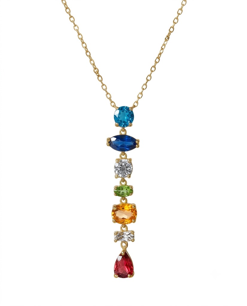 Rainbow Gemstone Drop Necklace